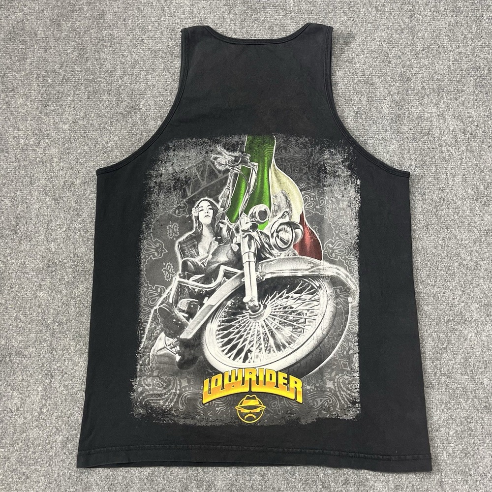 VTG Lowrider Chicano Hispanic Mexican Tank Top Mens Size Large Black Cholo Y2K